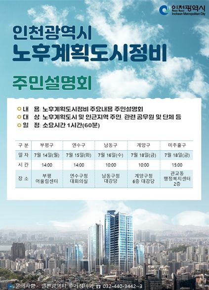 인천시, 노후계획도시정비 기본계획 주민설명회 개최